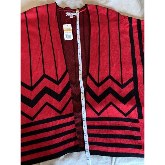 Kim Rogers Red and Black Sleeveless Cardigan Size Small - Picture 5 of 6